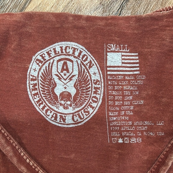 Affliction American Customs Women’s Shirt size small 100% cotton. Mortorcyle - Picture 4 of 12